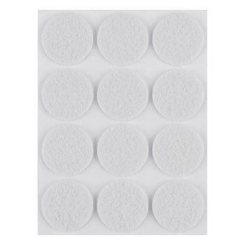Podkładki filcowe okrągłe samoprzylepne, białe 28 mm, 12 szt.