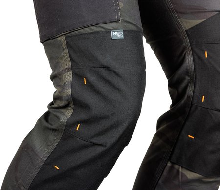 Spodnie robocze Mix&Match, Canvas, wzmocnienia z Cordury, zielone moro, rozmiar XL