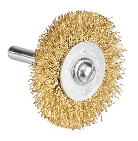 Szczotki druciane tarczowe, drut karbowany, mosiądzowany, 25, 38, 50, 63, 75 mm, 5 szt.