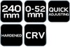 Szczypce do rur 240 mm, zakres 0-52 mm szybkonastawne