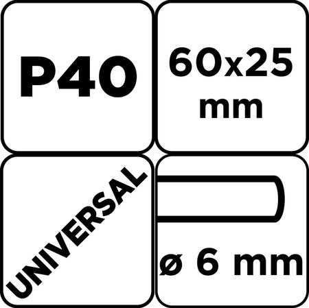 Ściernica listkowa trzpieniowa 60 x 25 x 6 mm, P40