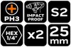 Bity udarowe PH3 x 25 mm, 2 szt.