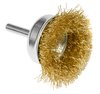 Szczotka druciana doczołowa 50 mm, drut karbowany, mosiądzowany, z trzpieniem 6 mm