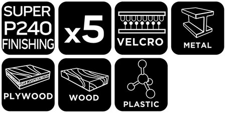 Papiery ścierne na rzep, żelazko 100 x 147 mm, P240, 5 szt., z 9 otworami do 04-623