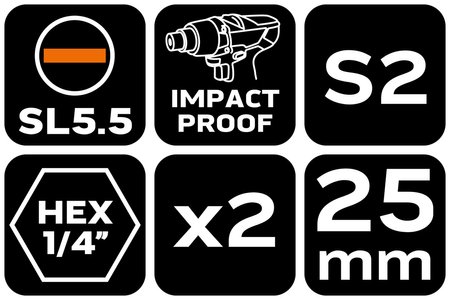 Bity udarowe SL5.5 x 25 mm, 2 szt.