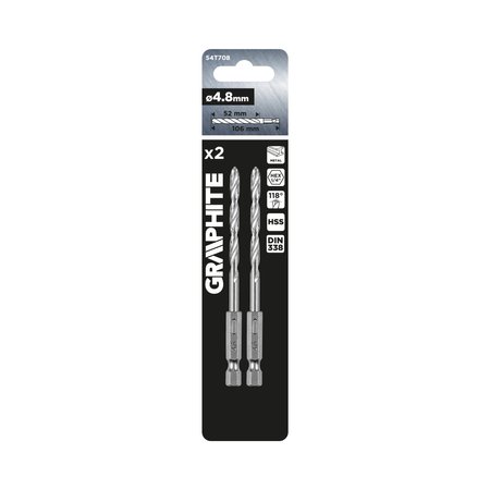 Wiertło do metalu Hex 4.8 mm, 2 szt.