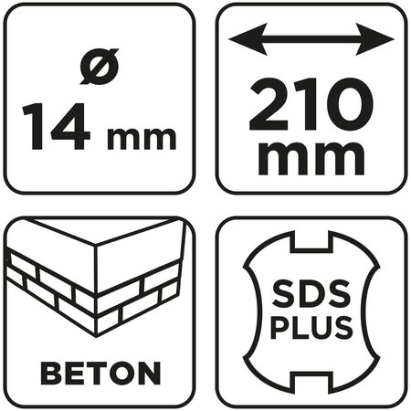 Wiertło do betonu SDS Plus z podwójną spiralą 14 x 210 mm