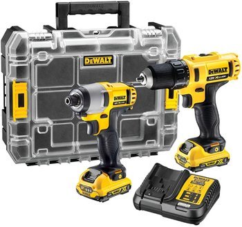 Zestaw elektronarzędzi DeWalt XR 12V DCD710 + DCF815, 2×2.0Ah, ładowarka, walizka