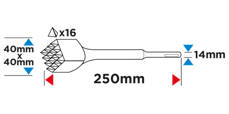 Groszkownik SDS Plus 40 x 40 mm, 16 zębów