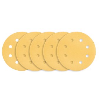 Papier ścierny na rzep 180 mm, K120, 5 szt., z 8 otworami do szlifierki 59G263