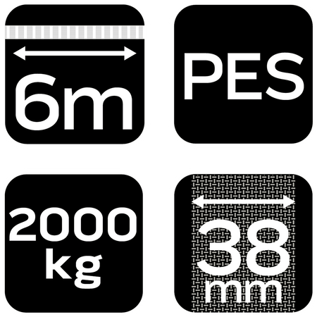 Pas mocujący z grzechotką 38 mm x 6 m, wytrzymujący 2000 kg PES