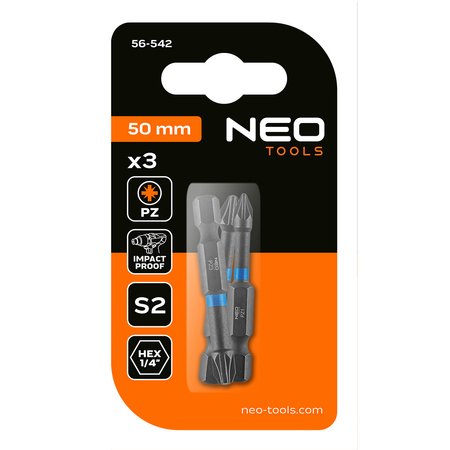Bity udarowe PZ1/2/3 x 50 mm, 3 szt.