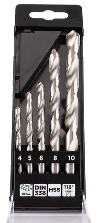 Wiertła do metalu HSS, 4 - 10 mm, zestaw 5 szt.