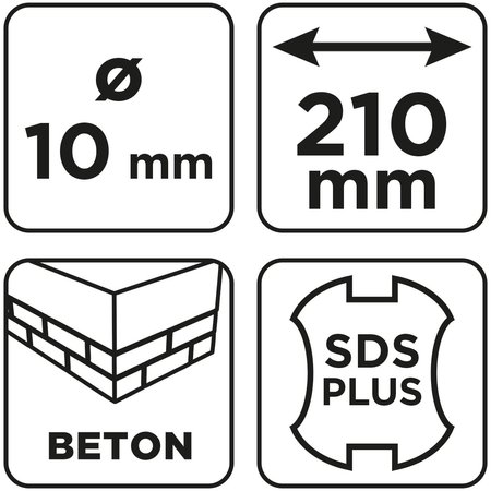 Wiertło do betonu SDS Plus z podwójną spiralą 10 x 210 mm