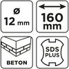 Wiertło do betonu SDS Plus z podwójną spiralą 12 x 160 mm