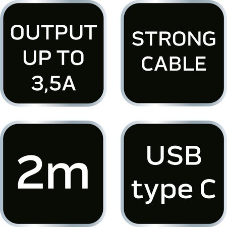 Kabel USB typ C, 2m