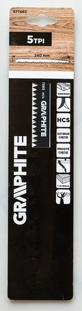 Brzeszczot do piły szablastej, HCS 240 x 19 x 1,5 mm, 5 TPI