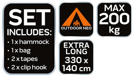 Hamak 330 x 140 cm zestaw