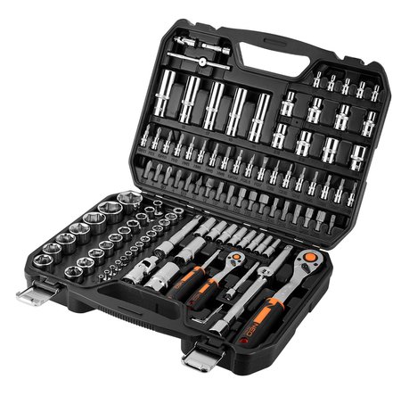 Klucze nasadowe 1/4", 1/2", zestaw 110 szt., CrV