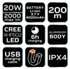 Latarka czołowa akumulatorowo/bateryjna USB 2000lm CREE XHP50.2 LED