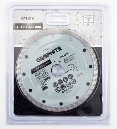 Tarcza diamentowa do cięcia turbo, 150 x 22.22 mm, na sucho