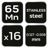 Szczelinomierz 16 listków odgiętych (0.127 - 0.508mm) 65MN/stal nierdzewna