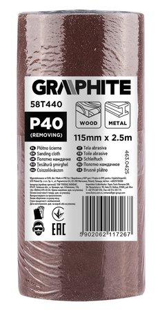 Płótno ścierne w rolce 2,5 m x 115 mm, P40