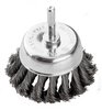 Szczotka druciana doczołowa 75 mm, drut skręcony, stalowy, z trzpieniem 6 mm
