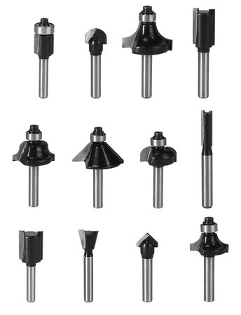 Frezy do drewna widiowe, trzpień 8 mm, zestaw 12 szt.