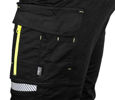 Spodnie ostrzegawcze, czarno-żółte, rozmiar S