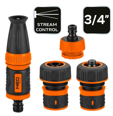 Zestaw 3/4" ze zraszaczem prostym, złaczkami i przyłaczem do kranu