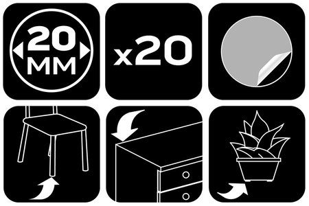 Podkładki filcowe okrągłe samoprzylepne, białe 20 mm, 20 szt.