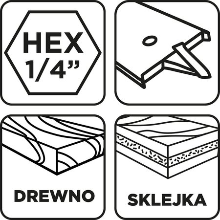 Wiertło do drewna łopatkowe, 16 x 152 mm