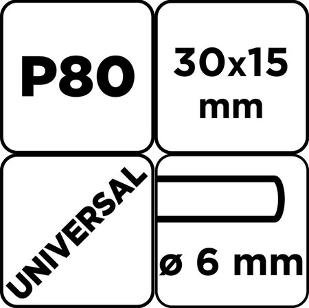Ściernica listkowa trzpieniowa 30 x 15 x 6 mm, P80