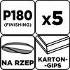Krążki ścierne, perforowane, na rzep z otworami 225 mm, P180, 5 szt.