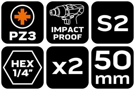 Bity udarowe PZ3 x 50 mm, 2 szt.