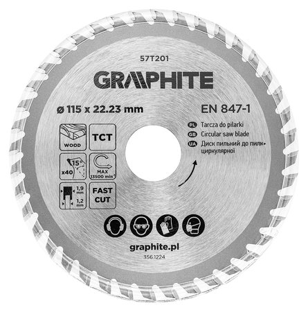 Tarcza do pilarki, widiowa, 115 x 22.23 mm, 40 zębów