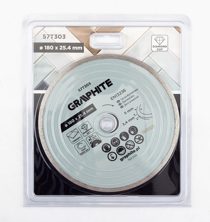 Tarcza diamentowa do cięcia pełna, 180 x 25.4 mm, na mokro