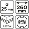 Wiertło do betonu SDS Plus z podwójną spiralą 25 x 260 mm
