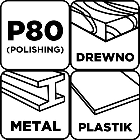 Papiery ścierne 93 x 230 mm, P80, 5 szt., bez otworów