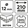 Wiertło do betonu SDS Plus z podwójną spiralą 12 x 210 mm