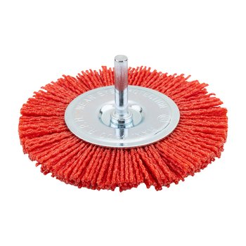 Szczotka nylonowa tarczowa 100 mm, z trzpieniem 6 mm