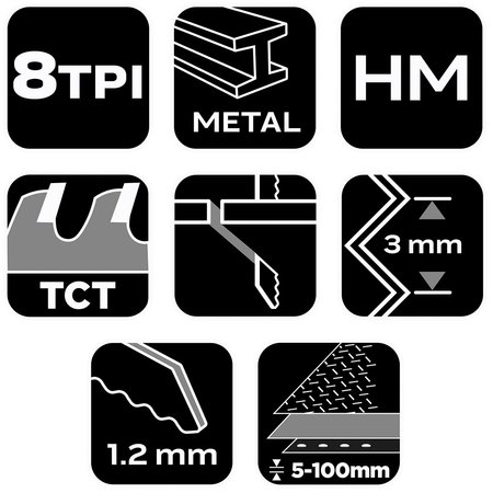 Brzeszczot do piły szablastej, HM, 152 x 24 x 1.2 mm, 8TPI