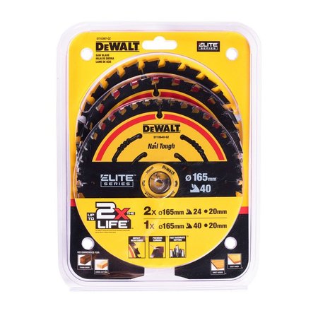 DeWalt Zestaw 3 Tarcz Pilarskich 165mm ELITE SERIES