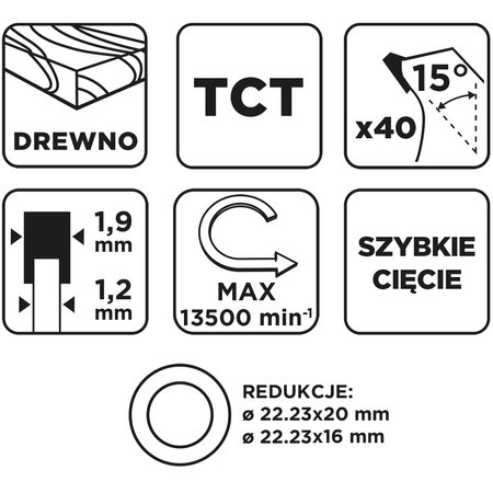 Tarcza do pilarki, widiowa, 115 x 22.23 mm, 40 zębów