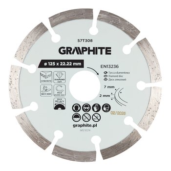 Tarcza diamentowa do cięcia segmentowa, 125 x 22.2 mm, na sucho i mokro