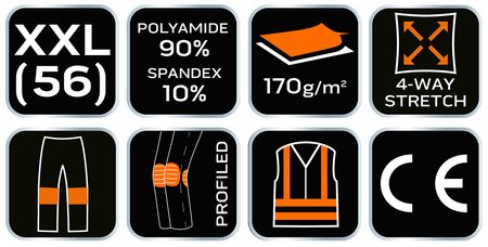 Spodnie robocze PREMIUM,4 way stretch, czarne, rozmiar XXL