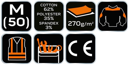Bluza robocza PREMIUM, 62% bawełna, 35% poliester, 3% elastan, rozmiar M