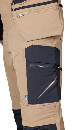 Spodnie robocze Mix&Match, 4 way stretch, z kaburami, Cordura, beżowo-czarne, rozmiar M