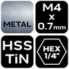 Wiertło gwintujące HSS TiN, M4x0,7 mm, Hex